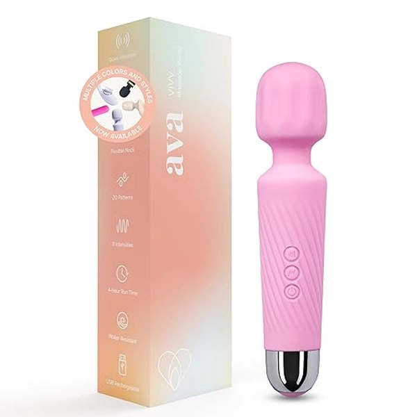Ava Vibrator Wand Sex Toys [Clit Stimulator Vibrators] Vibrator for Woman | Sex Toy | Gifts for Women | 20 Patterns & 8 Speeds of Pleasure | Quiet & Small | Adult Sex Toys -Standard - Light Pink