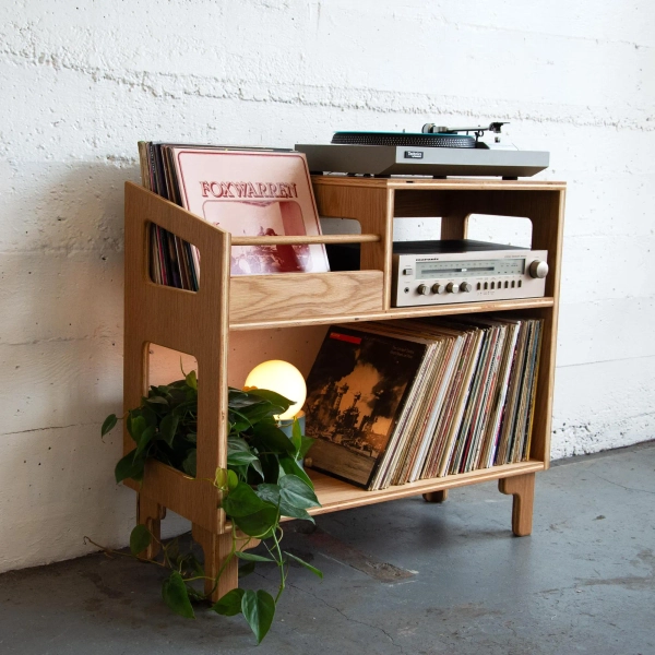 The WHITE OAK Vinyl Record Storage  Cabinet