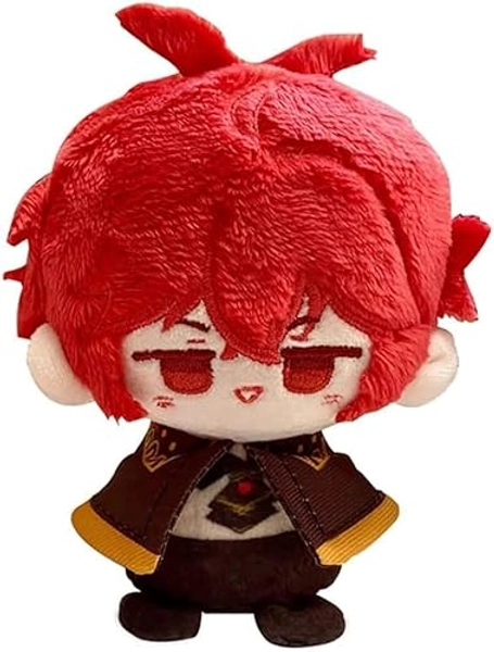 KILA MILA Anime Cute 10cm Sitting Plush Dolls Toys Cosplay Bag Pendant Gift - Diluc Ragnvindr