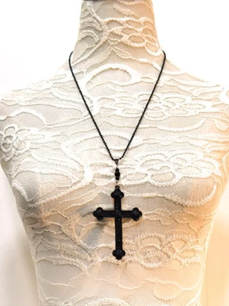 [$4.99]Black Gothic Punk Cross Pendant Necklace