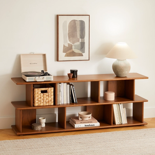 Lafora 72" Bookcase, Short - Smoked Oak