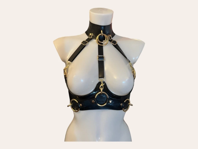 Elara Latex Cupless Bra With Choker - Etsy Sweden
