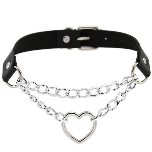 Chained Valentine Choker (15 Colors) - Black