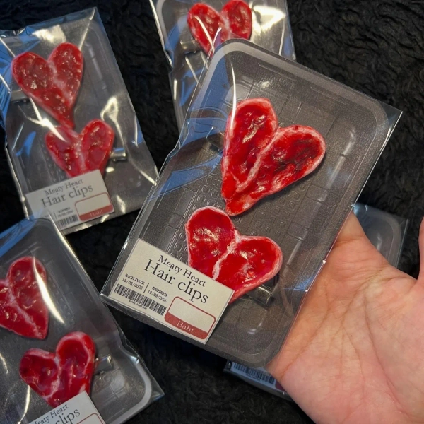 Heart-shaped Meat Texture hair clips,Hair Accessory,Handmade Punk Gothic Kawaii Hair Clip