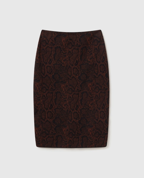 Snake Print Knit Midi Skirt