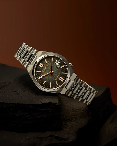 TSUYOSA 37mm “Time Slip” Black Dial Stainless Steel Bracelet NJ0200-50E | CITIZEN