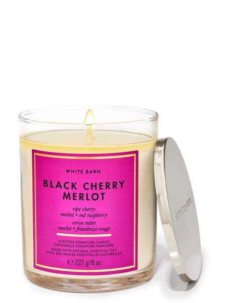 Black Cherry Merlot Signature Single Wick Candle | Bath and Body Works