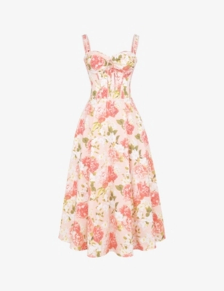 Rosalee floral-print stretch cotton-blend midi dress