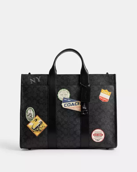 Charcoal Multi Wesley Tote In Signature Canvas With Patches