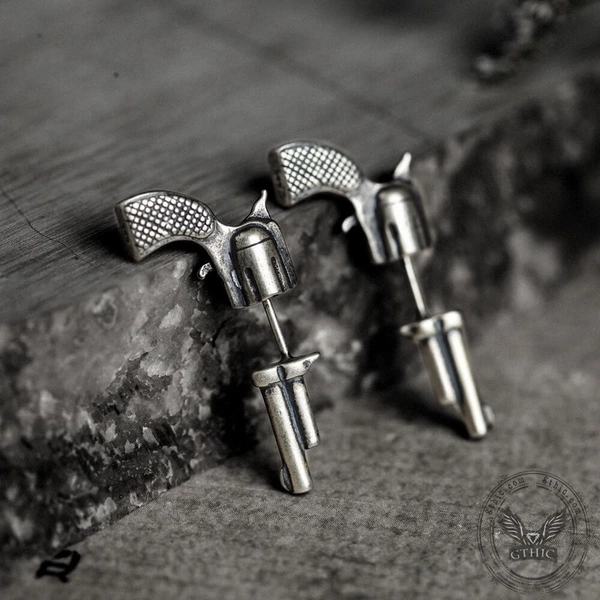 Pistol Sterling Silver Stud Earrings