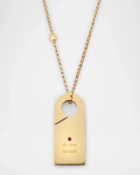 18K Yellow Gold Diamond "Do Not Disturb" Necklace