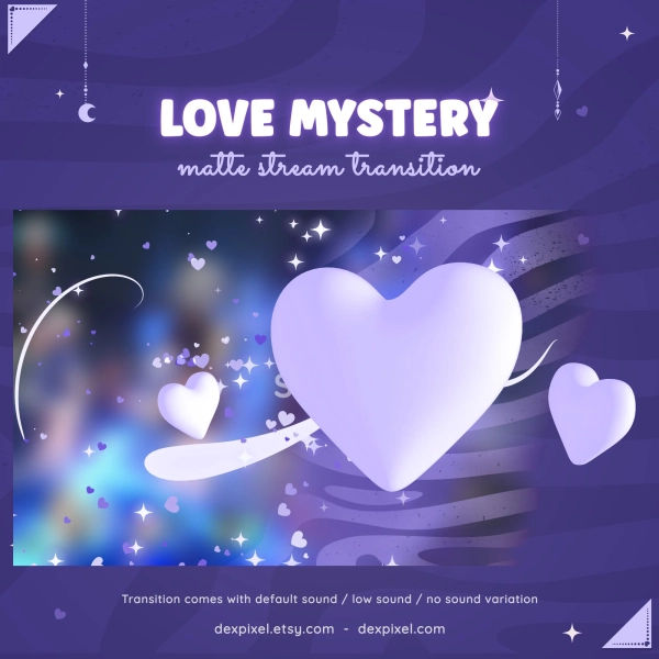 Purple Love Mystery Stream Transition | Beautiful Valentines Animation | Pastel Heart Stream Transition for Stream | OBS Transition Stinger