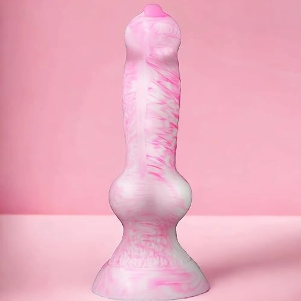 7"Beginner Dog Knot Small Dildo,Realistic Silicone Animal Dildo With Strong Suction Cup, Fantasy Monster Colorful Creature Thin Pink Dildos, Wolf Penis Anal Plug Sex Toy For Women Men Couple Play Game