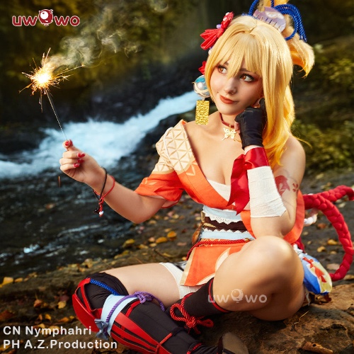 【Clearance Sale】Uwowo Game Genshin Impact Yoimiya Plus Size Costume Cosplay Costume | 【In Stock】Set A M