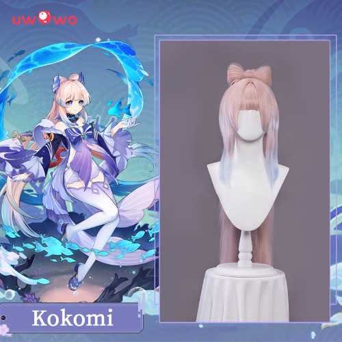 Uwowo Genshin Impact Sangonomiya Kokomi Cosplay Wig 110cm Ponytail
