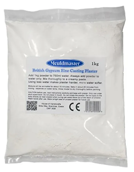 Mould Master British Gypsum Fine Casting Plaster 1Kg, White, 20 x 15 x 1 cm