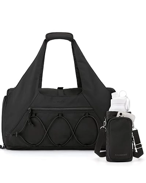 BAGSMART Gym Bag for Women, Lightweight Duffel with Shoe Compartment, Weekender with Wet Pocket, Workout Yoga Tote, Black