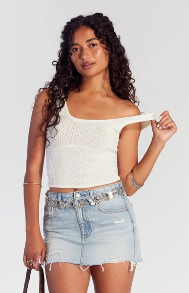 Light Indigo Ripped Denim Mini Skirt
