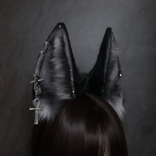 Soul Snatch | Handcrafted Poseable Anubis Ear Headband - Black Silver
