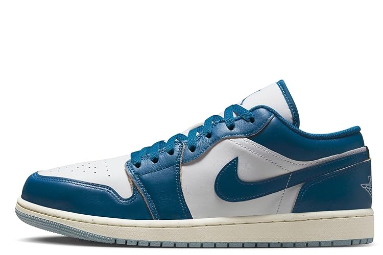 Men's Air Jordan 1 Low Shoes - 12 - White/Blue Grey/Sail/Industrial Blue