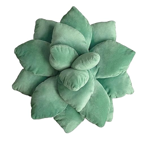TADESES 3D Succulent Pillow,Cute Pillows,Leaf Pillow,Decorative Throw Pillow,Gifts for Succulent Lovers Or Kids (16 inches, Dark Green)