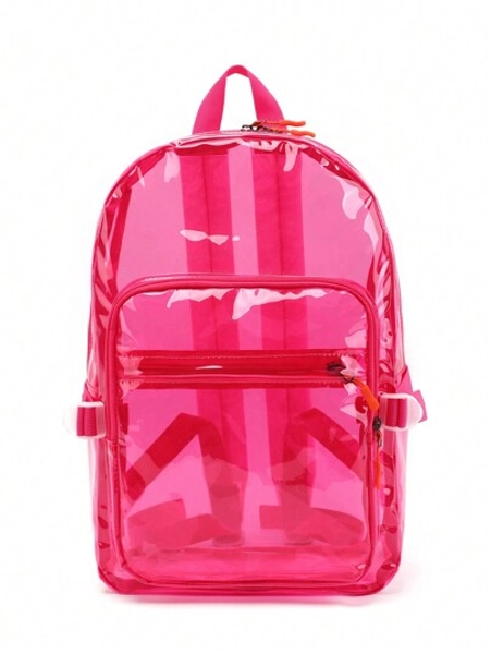 TINYAT Tinyat Women's Backpacks Waterproof PVC Bags Clear Pink Backpacks Schoolbags Waterproof Transparent PVC, Waterproof Clear Backpack, Casual Style For Outdoor Sports Or Travel Convenience
