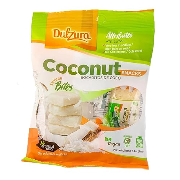 Dulzura Coconut Snacks - Light and Flaky Coconut Treats - 3.4 oz (Pack of 1)