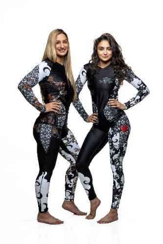 Women's Cherry Blossom Ranked Jiu Jitsu Art Wear Spats | Black Cherry Blossom / S