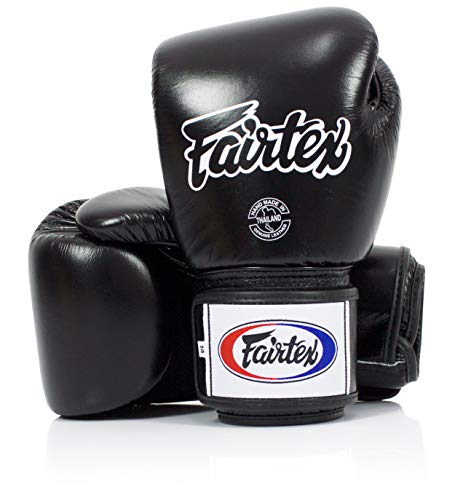 Fairtex Muay Thai Boxing Gloves. BGV1-BR Breathable Gloves. Color: Red, White, Blue, Pink, Yellow, Black Size: 8oz 10oz 12oz 14oz 16oz. Training, Sparring Gloves for Boxing, Kick Boxing, MMA - Black - 12 oz