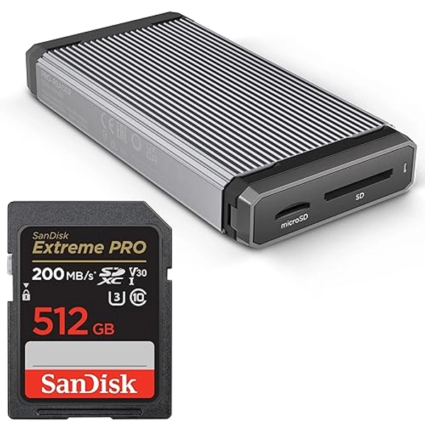 SanDisk 512GB Extreme PRO SDXC UHS-I Memory Card - Up to 200MB/s with SanDisk Professional PRO-Reader SD and microSD - High Performance Card Reader