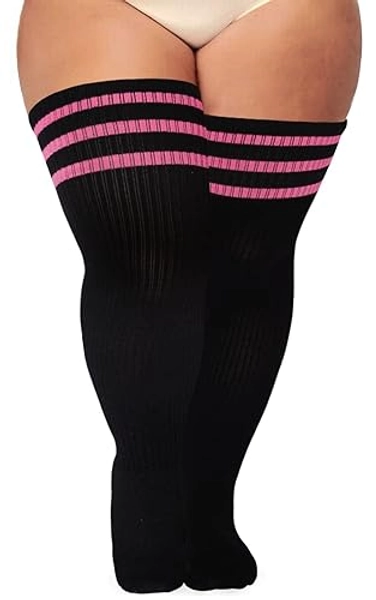 Ancrina Plus Size Thigh High Socks for Women Thick Thighs Cotton Knit Extra Long Over the Knee Leg Warmer