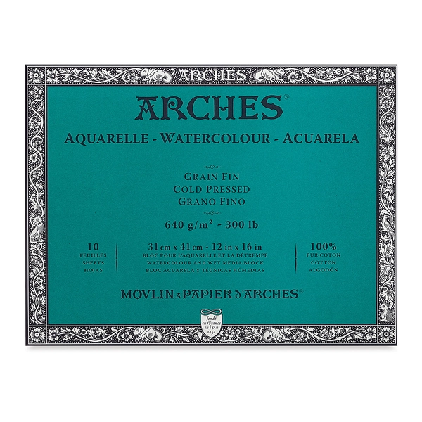 Arches Watercolor Block - 12" x 16", 300 lb, Cold Press, 10 Sheets