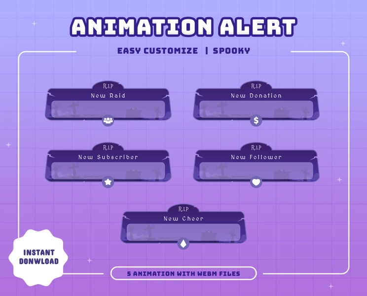 Spooky Animated Alert Package/Twitch Overlay/Transition/Panels/Halloween/Spooky Theme/Horror Theme/Cute Theme/Dark Green Theme/Ghost/