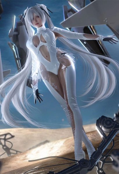 Goddess of Victory: Nikke Cinderella Cosplay Kostüm Overall mit Handschuhen Kopfbedeckung