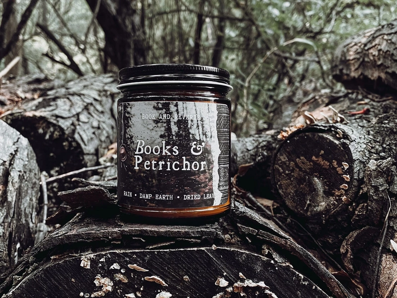 Books and Petrichor candle