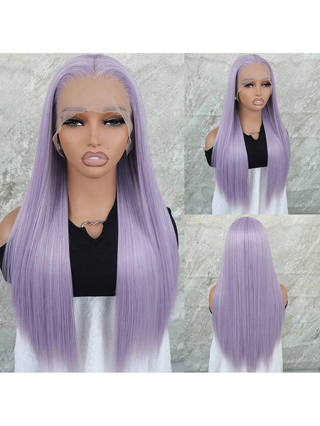 26 Zoll Langes Gerades Taro-farbiges, Helles Lila Synthetisches Lace Front Perücken-hair 13x4 Lace Fläche, Frei Einstellbar, Vorgezupft Mit Baby Haar Um Natürlichen Haaransatz, Hitzebeständige Faser, Front Lace-perücke Ohne Kleber Für Frauen Und Mädchen Für Mode, Party, Urlaub, Show, Make-up Und Tägliches Tragen