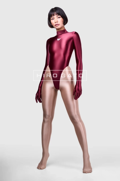 Satin Spandex Maroon Leotard + Hood - Hiro Gato