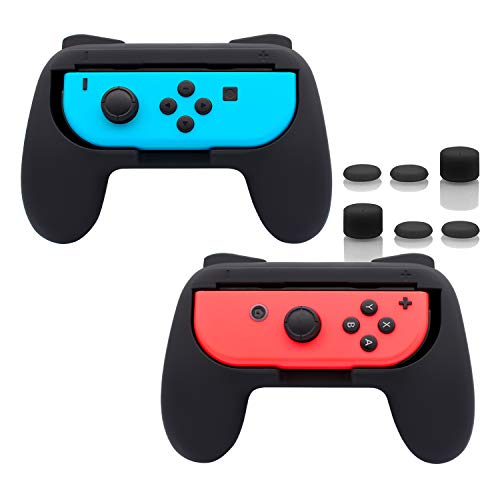 FASTSNAIL Grips Compatible with Nintendo Switch Joy-Con, Wear-resistant Handle Kit Compatible with Switch Joy Cons Controllers, 2 Pack (Black) - Black