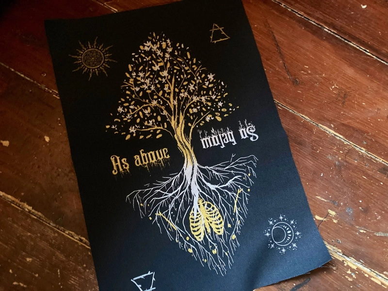 As Above, So Below screen printed XL back patch-Gothic accessories, occult, horror, large patch, statement, punk, sow on, goth, alchemy