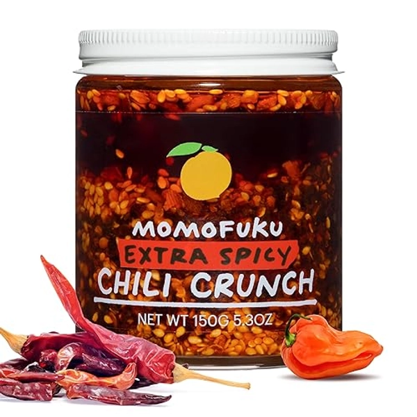 Momofuku Extra Spicy Chili Crunch by David Chang, (5.3 Ounces), Oil with Crunchy Garlic and Shallots, Crisp for Cooking as Sauce or Topping