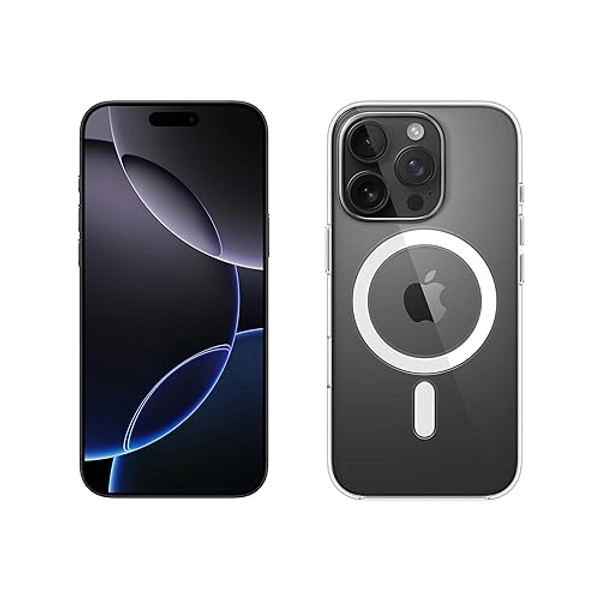 Apple iPhone 16 Pro Max (256 Go) - Titane Noir + Coque Transparente avec MagSafe