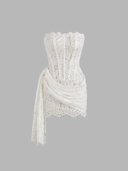 Lace Tube Tie Back Mini Dress