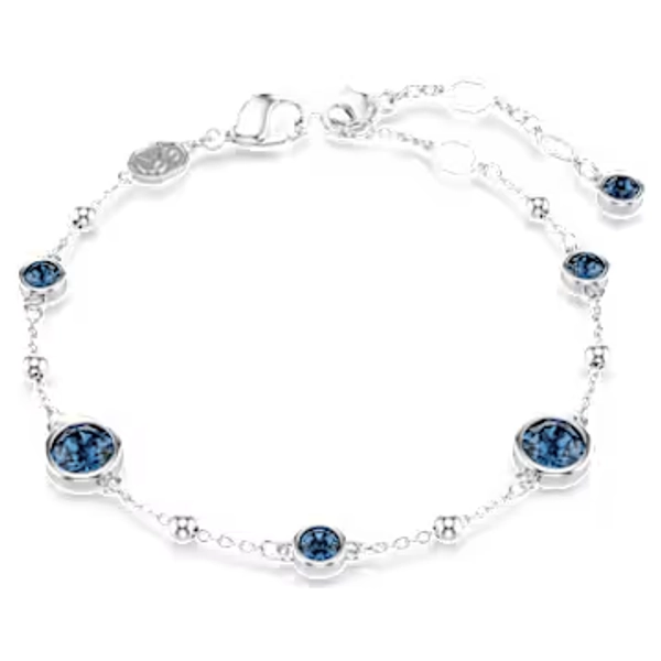 Imber bracelet, Round cut, Blue, Rhodium plated