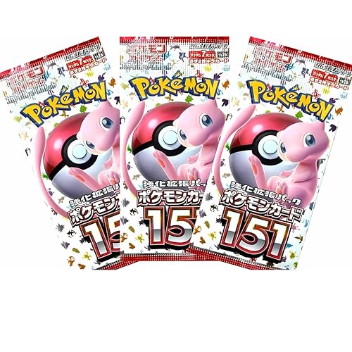 3 x Pokemon 151 Booster Packs Japanese Pokemon Cards Pack 3 Pack Bundle includes Japanese Pokemon Cards in Sealed Pokemon Booster Packs for Pokémon Cards Collection + Gift Pack