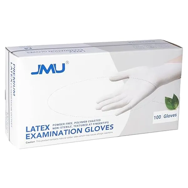 JMU Latex Gloves, Extra Thick 5 Mil Medical Exam Gloves, Powder Free, XS/S/M/L/XL, 100 Count/1000 Count - 100 - X-Small