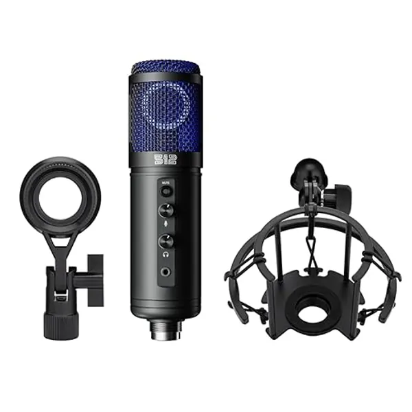512 Audio by Warm Audio Tempest - Large Diaphragm Studio Condenser USB Microphone + Stand + Shock Mount for Recording and Streaming