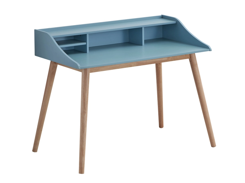 Streamdale Mid-Century Modern Wood Writing Desk with Hutch, Blue