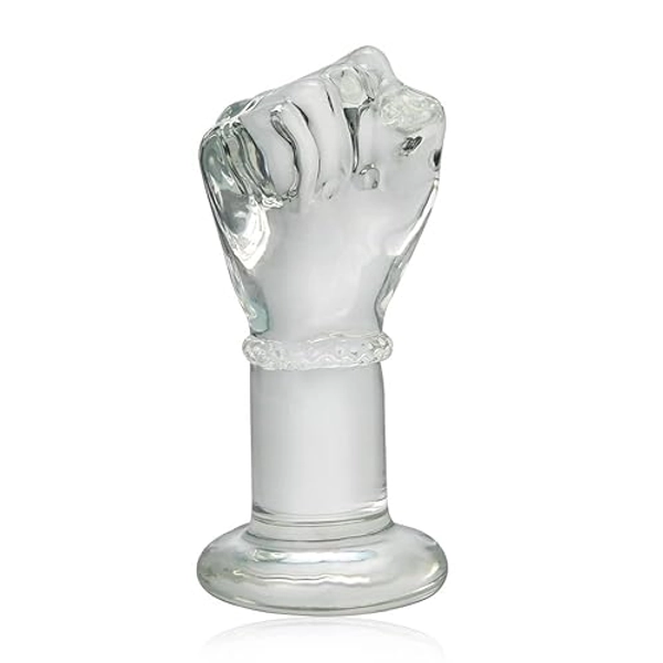 Glass Crystal Anal Plug Fist Hand Butt Plug, G-spot Anal Pleasure Trainer, Transparent Extra Large SM Anal Plugs Butt Plug Dildo Penis for Women Men Masturbation (M)