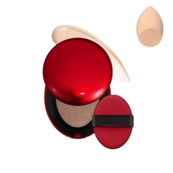 Red Cushion Foundation, Foundation Makeup for Glass Skin, Korean Makeup Cushion, 72-Hours Long-Lasting, Buildable Coverage, Semi-Matte