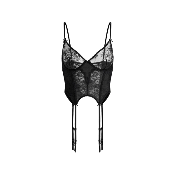 ULTRA FINE LACE SCOOP CORSET | ONYX | XXS